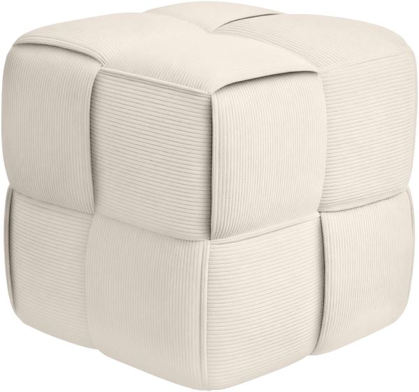 CLP Sitzhocker Forinta, hochwertiger Cordstoff, moderner Stil, bequem und elegant,creme