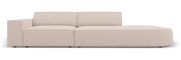 Micadoni 3-Sitzer Sofa Jodie offen runde Recamiere Rechts Chenille Haga Beige