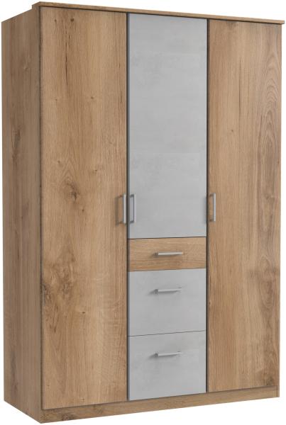 Kleiderschrank >Click< (B/H/T: 135x198x58 cm) in Plankeneiche-Nachbildung