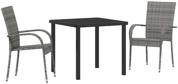 vidaXL Garten Essgruppe 3 pcs Grau Pulverbeschichteter Stahl 3379408
