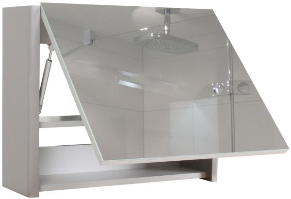 Spiegelschrank HWC-B19 aufklappbar Hochglanz 48x59cm ~ grau