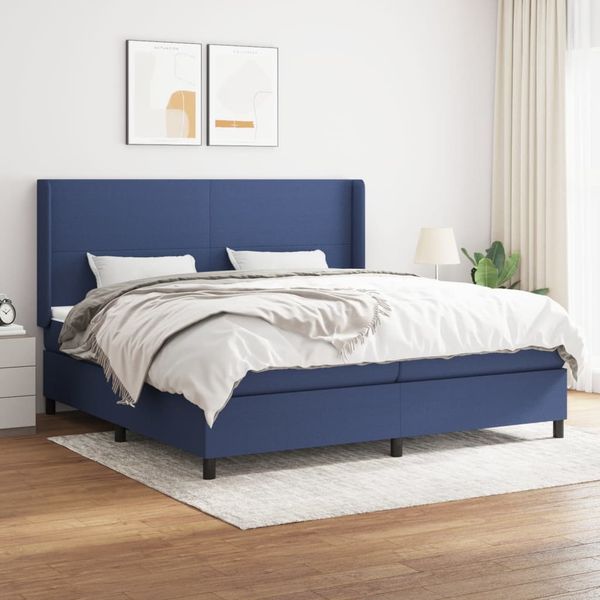 vidaXL Boxspringbett mit Matratze Blau 200x200 cm Stoff, Härtegrad: H2 [3131303]