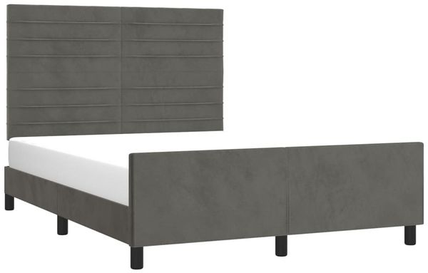 vidaXL Bettgestell mit Kopfteil Samt Dunkelgrau 140x200 cm, Härtegrad: H2 [3125819] Bild 3