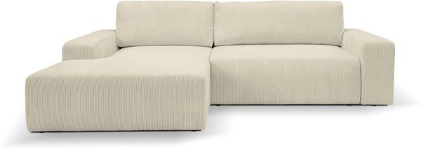 WERK2 Ecksofa Hugo-L L-Form, Design Ecksofa in Cord mit Schlaffunktion & Bettkasten