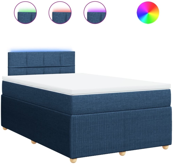 vidaXL Boxspringbett mit Matratze Blau 120x190 cm Stoff 3289701