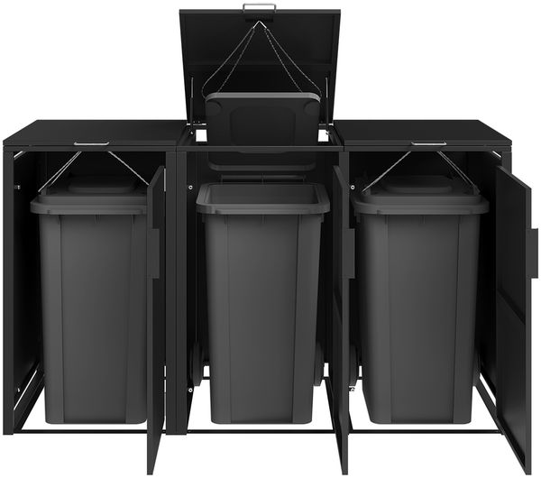 STEELSØN 'Thoria' Mülltonnenbox 3er je 240 Liter, graphitschwarz, Mülltonnenverkleidung aus Stahl, wetterfest, 116x80x203 cm, Müllbox für 3 Tonnen Bild 8