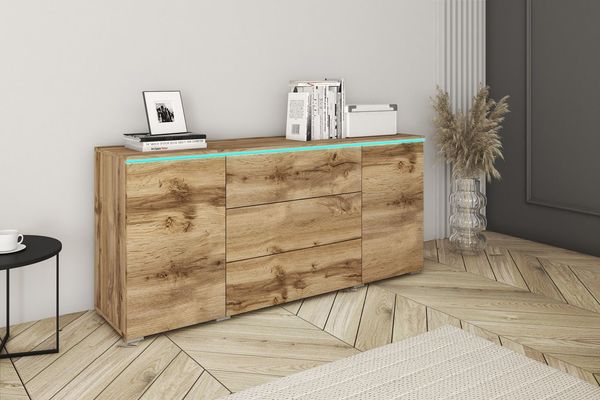 INOSIGN Sideboard VERA, grifflos, verstellbare Einlegeböden, Wahlweise mit oder ohne Beleuchtung