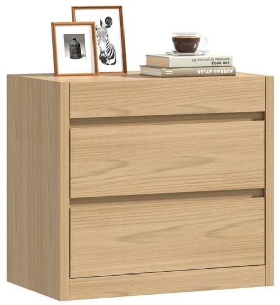 FUFU&GAGA Nachttisch Nachttisch mit Kartenschloss, 2 Schubladen, Beige, MDF, 66x40x60 cm Bild 4