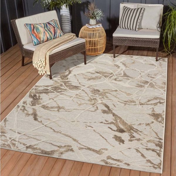 TaraCarpet Teppich TaraCarpet In und Outdoor Teppich Fantasy Marmor, rechteckig, Höhe: 5 mm, Mamor grau Wohnzimmer Balkon Terasse Esszimmer 120X160