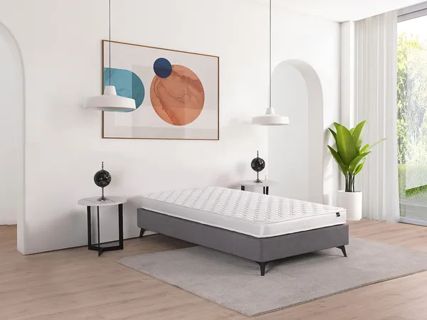Vente-unique - DANAE Matratze Stoff Weiß - B 90 cm x H 15 cm x L 190 cm