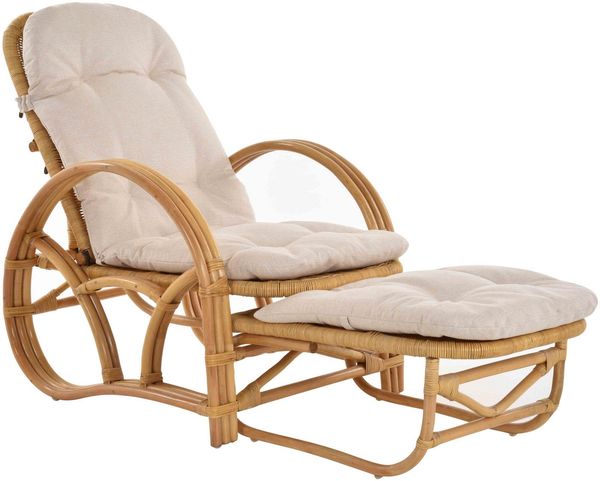 Krines Home Loungesessel Rattanliege Liegesessel klappbar mit Hocker Relax Liegestuhl Liege, mit Relaxfunktion