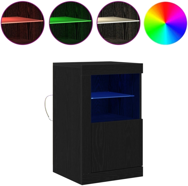 vidaXL LED-Sideboard Schwarz Eichen-Optik 41 x 37 x 67 cm 863022