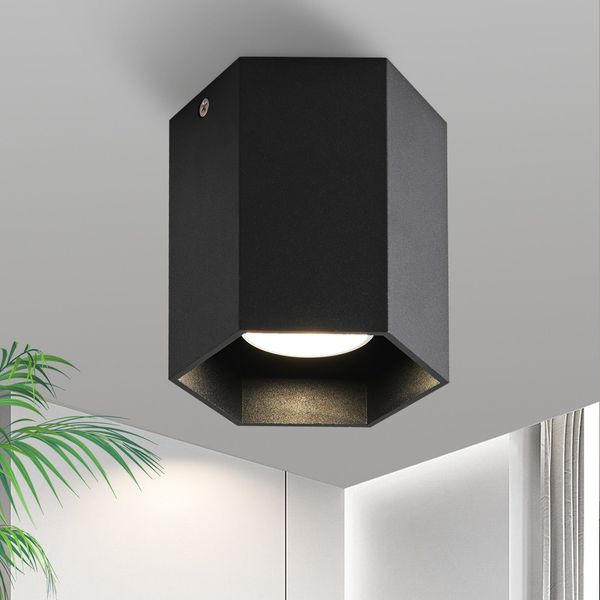 ZMH Deckenspots Aufbauspot Schwarz Aufbaustrahler - Spots Deckenleuchte Aufputz mit GU10 Fassung Deckenstrahler klein Deckenlampe Aufbau Max. 40W Aufbauleuchte für Flur Wohnzimmer
