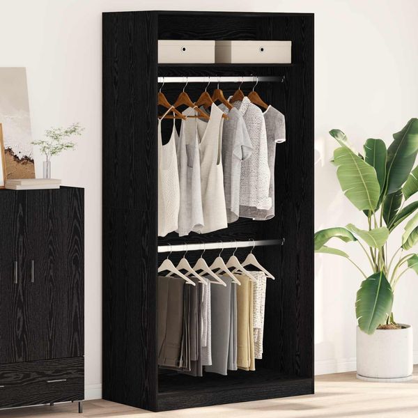 vidaXL Kleiderschrank mit Regal Schwarz Eichen-Optik 100 x 50 x 200 cm 3345115