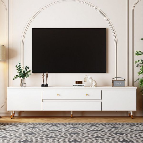 Lexzurn TV-Schrank Hängender TV-Schrank,175cm,Lowboard,Fernsehschrank (TV-Lowboard,TV-Möbel,Erfüllt den Umweltstandard E1,Gesamtabmessungen: 175*50*33cm,Schließfächer mit großer Kapazität, für Großbildfernseher bis 85, 4 Farben (Weiß/Beige/Holzoptik/Grau)