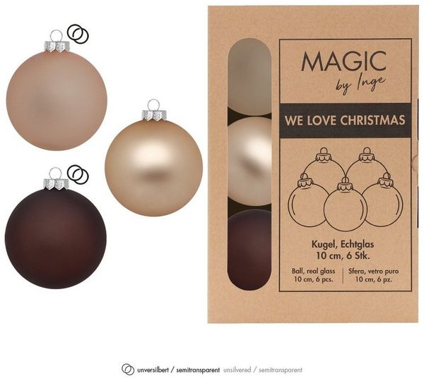 MAGIC by Inge Weihnachtsbaumkugel, Weihnachtskugeln Glas 10cm 6 Stück - Calm Grove