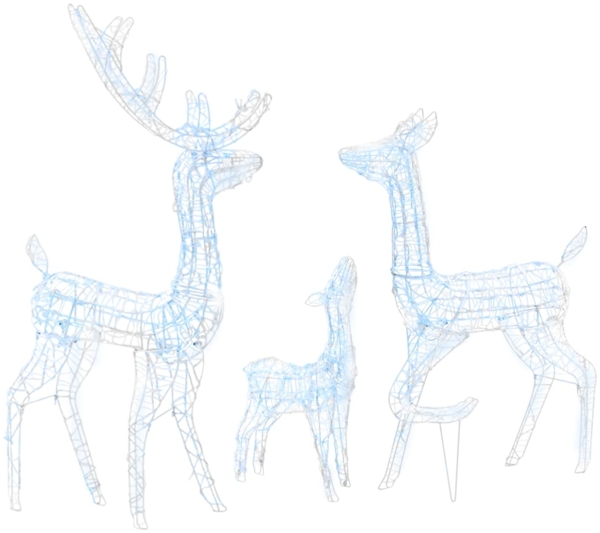 vidaXL LED-Rentier-Familie Weihnachtsdeko Acryl 300 LED Kaltweiß 329794