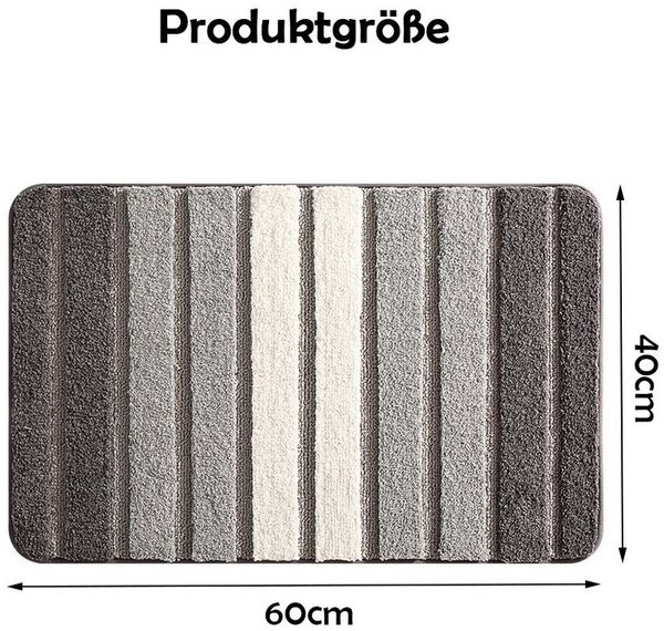 TUWENA Badematte Badematte rutschfest, Weich Badezimmerteppich Saugfähige Badteppich, Waschbar Badvorleger, Türmatte für Badezimmer, Dusche, Badewannen