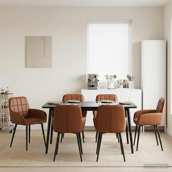 vidaXL Esszimmerstühle 6 pcs Kunstleder Braun 57 x 50 x 85 cm 3428190