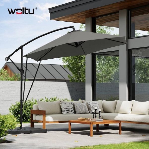 Woltu Sonnenschirm, φ310cm, UV-Schutz Strandschirm, Neigbar und Tragbar, mit Abdeckung