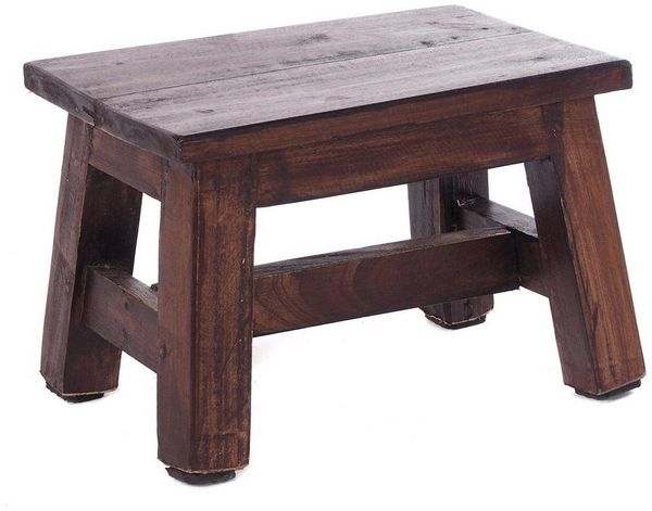 DESIGN DELIGHTS Rustikaler FUSSHOCKER Monte | 21 x 30 x 20 cm (HxBxT), Mahagoni Recyclinholz | Holzhocker | Farbe: 03 Dunkelbraun