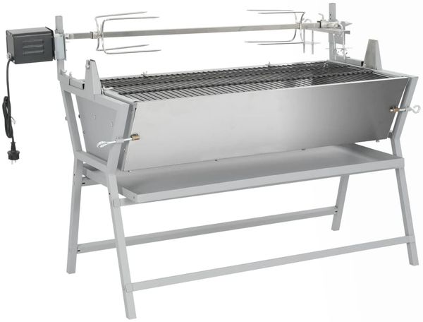 BBQ Grill mit Drehspieß Eisen und Edelstahl 41349