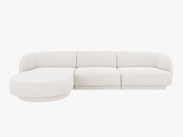 Micadoni Ecksofa Miley 4-Sitzer Links Boucle Baloo Weiß