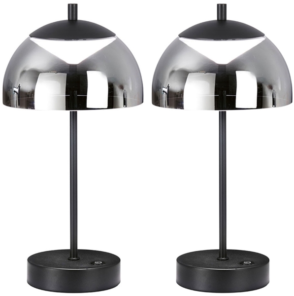 2er Set LED Tischlampe, rauch, Touchdimmer, CCT, H 35 cm