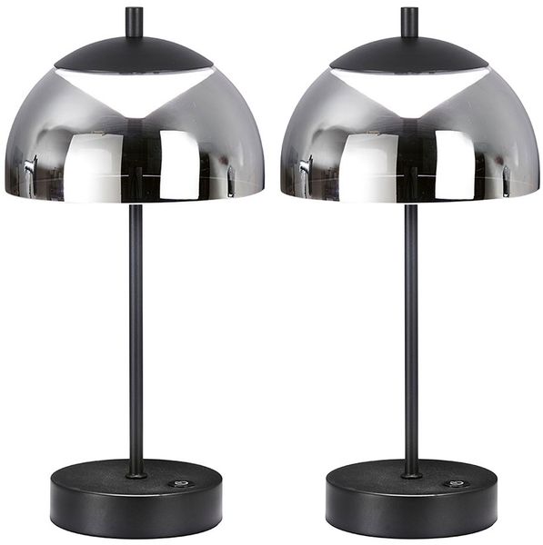 2er Set LED Tischlampe, rauch, Touchdimmer, CCT, H 35 cm