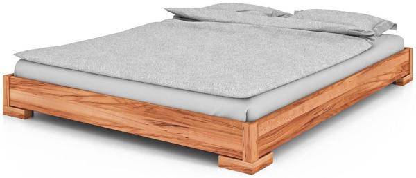 Bett Bento 2 Sonderlänge 90x190 Kernbuche massiv ohne Kopfteil mit Holzbeinen