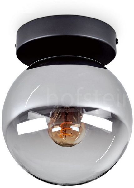 hofstein Deckenleuchte Deckenlampe aus Metall/Glas in Schwarz/Chromfarben/Klar, ohne Leuchtmittel, Leuchte im Retro-Design aus Glas, 1 x E14, ohne Leuchtmittel