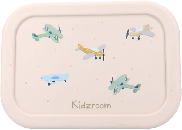 Kidzroom Kinder Lunchbox aus Silikon – Brotdose mit Flugzeug-Print & 3 Fächern Bild 2