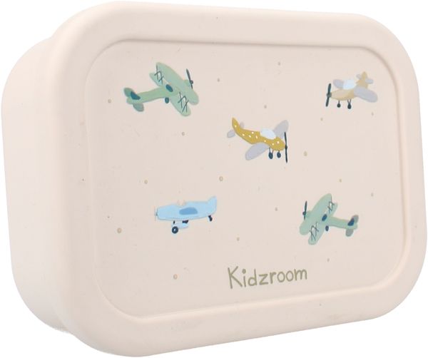 Kidzroom Kinder Lunchbox aus Silikon – Brotdose mit Flugzeug-Print & 3 Fächern