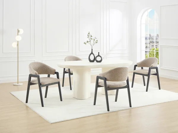 Vente-unique - SOLUNA Stuhl Stoff Schokoladenbraun - B 53,5 cm x H 82 cm x L 56 cm