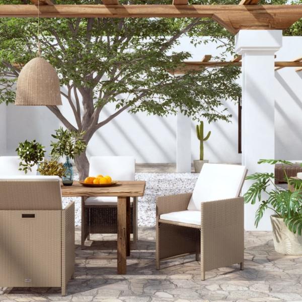 vidaXL Gartenstühle mit Kissen 4 Stk. Poly Rattan Beige 316777