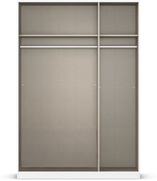 rauch Kleiderschrank Alba, Drehtürenschrank, Garderobenschrank, 3-türig, mit Spiegel, mit 2 Kleiderstangen und 2 Einlegeböden, Farbe Weiß, Griffstange Grau metallic, Schwarz, 136x197x56cm Bild 6
