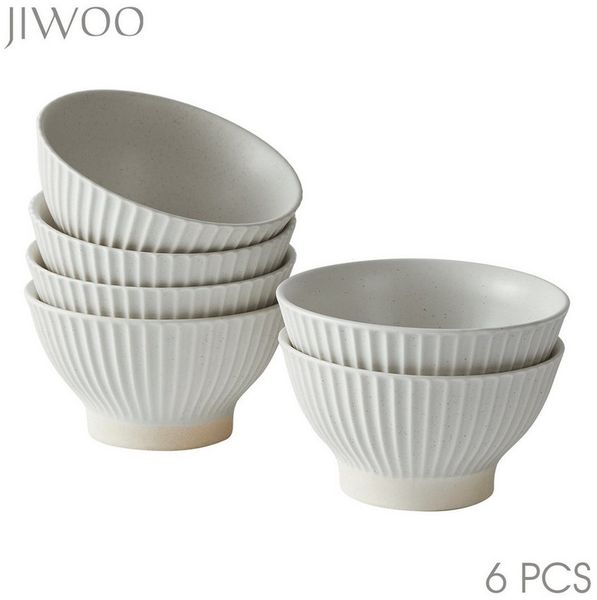 JIWOO Schale 6er Ø12cm, Müslischale Eisschale FrühstückSchale Dessertschale, Keramik, (Schaleset, 6-tlg), Hochwertiges Schalen Matt Weiß Mikrowellenofen Spülmaschine Ø12 cm