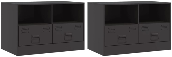 vidaXL TV-Schränke 2 Stk. Schwarz 67x39x44 cm Stahl 841740
