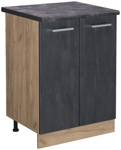 Küchenunterschrank R-Line Schwarz Beton 60 cm AP Anthrazit Vicco