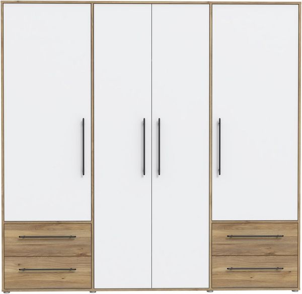 Forte Kleiderschrank, Holzwerkstoff, Mauvella Eiche Dekor mit weiß, 206 x 200 x 59 cm Bild 3