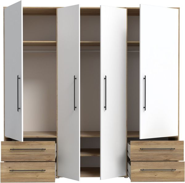 Forte Kleiderschrank, Holzwerkstoff, Mauvella Eiche Dekor mit weiß, 206 x 200 x 59 cm Bild 4