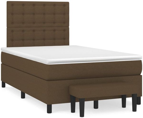 vidaXL Boxspringbett mit Matratze Dunkelbraun 120x190 cm Stoff 3270386