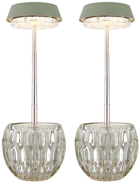 2er Set LED Tischleuchte, Touchdimmer, Höhenverstellbar, grün, H 28 cm