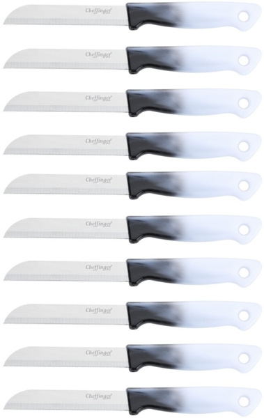 10 Stück Küchenmesser 18 cm mit ergonomischem Griff - vielseitig & pflegeleicht, Schwarz