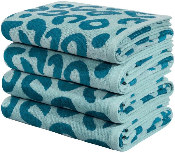 OTTO home Handtuch Set Anna Leopardenmuster, 4-tlg Handtuch-Set, 50x100cm, 100% Baumwolle, Frottiervelours (Set, 4-St), Handtücher, weich, saugstark, modern, Leo, Animal Print
