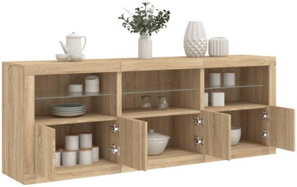 vidaXL Sideboard mit LED-Leuchten Sonoma-Eiche 181,5x37x67 cm 3209004