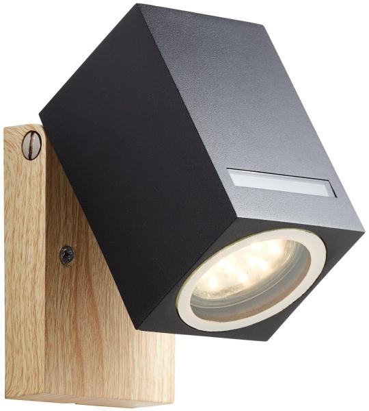 Brilliant Galeni Außenwandstrahler schwarz/natur | 1x PAR51, GU10, 20W