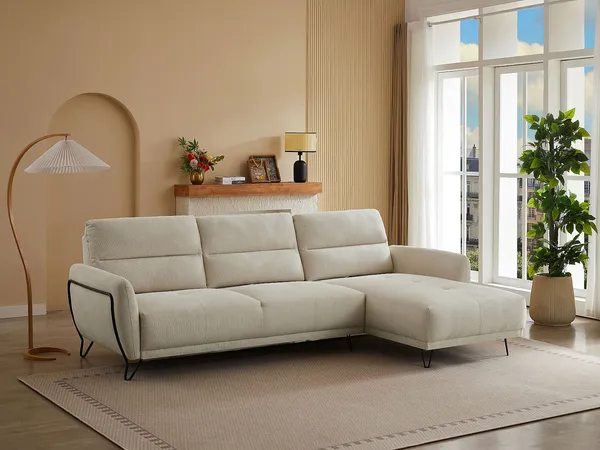 Vente-unique - DURIMA Sofa Stoff Beige - B 168 cm x H 95 cm x L 290 cm