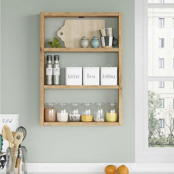 Küchenregal Lappajärvi mit 3 Ablageflächen 60 x 43 x 9 cm Eiche rustikal [en. casa] Bild 2