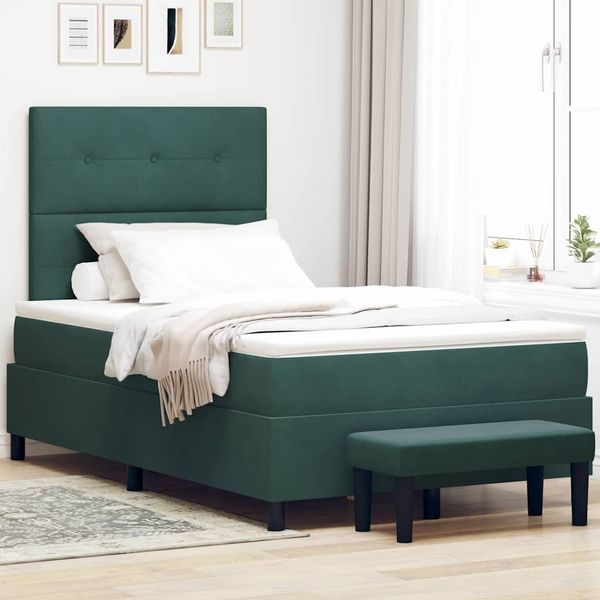vidaXL Boxspringbett mit Kopfteil Dunkelgrün 200 x 120 cm Samt 3344507